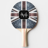 Rustige Britse vlag rode blauwe sparkles glitters Tafeltennisbatje (Voorkant)