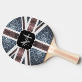 Rustige Britse vlag rode blauwe sparkles glitters Tafeltennisbatje (Zijkant)