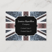 Rustige Britse vlag rode blauwe sparkles glitters  Visitekaartje (Achterkant)
