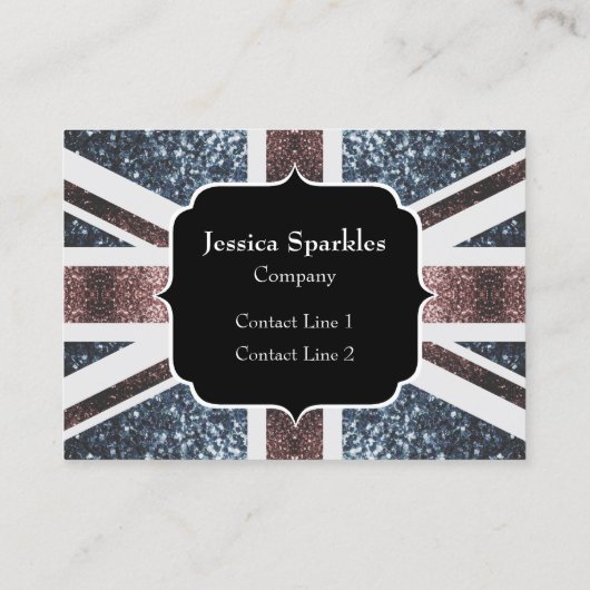 Rustige Britse vlag rode blauwe sparkles glitters  Visitekaartje (Achterkant)