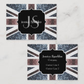 Rustige Britse vlag rode blauwe sparkles glitters  Visitekaartje (Voorkant / Achterkant)