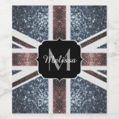 Rustige Britse vlag rode blauwe sparkles glitters Wijn Etiket (Enkel label)