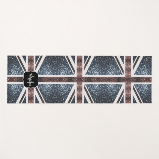 Rustige Britse vlag rode blauwe sparkles glitters Yogamat (Voorkant (horizontaal))