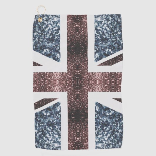 Rustige Britse vlag rode blauwe sparkles Golfhanddoek (Voorkant)