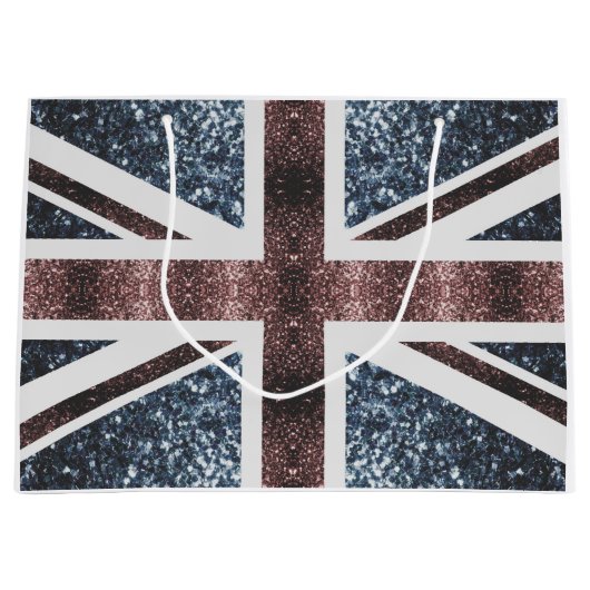Rustige Britse vlag rode blauwe sparkles Groot Cadeauzakje (Voorkant)
