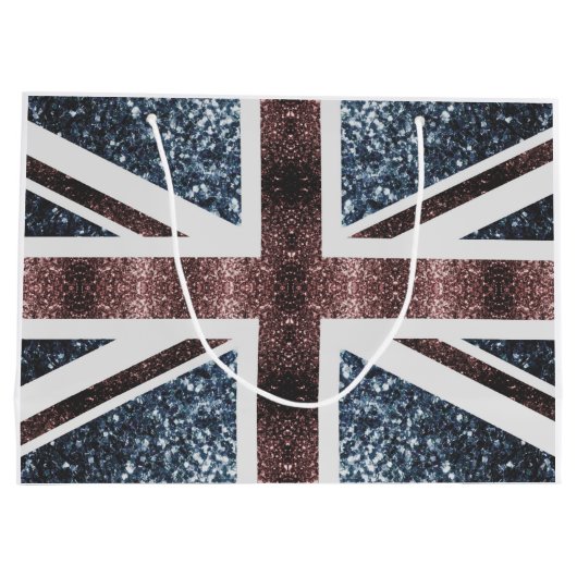 Rustige Britse vlag rode blauwe sparkles Groot Cadeauzakje (Achterkant)
