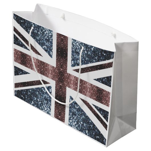 Rustige Britse vlag rode blauwe sparkles Groot Cadeauzakje (Achterkant Gekanteld)