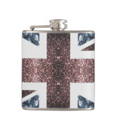 Rustige Britse vlag rode blauwe sparkles Heupfles (Voorkant)