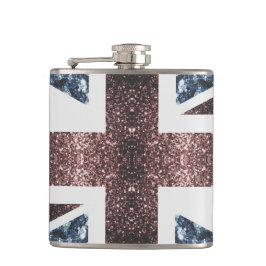Rustige Britse vlag rode blauwe sparkles Heupfles