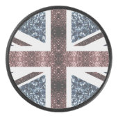 Rustige Britse vlag rode blauwe sparkles Hockey Puck (Voorkant)