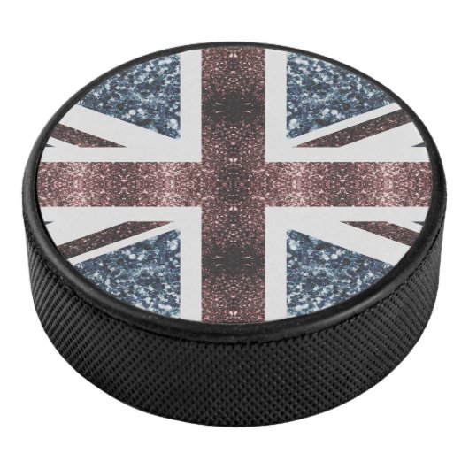 Rustige Britse vlag rode blauwe sparkles Hockey Puck (3/4)