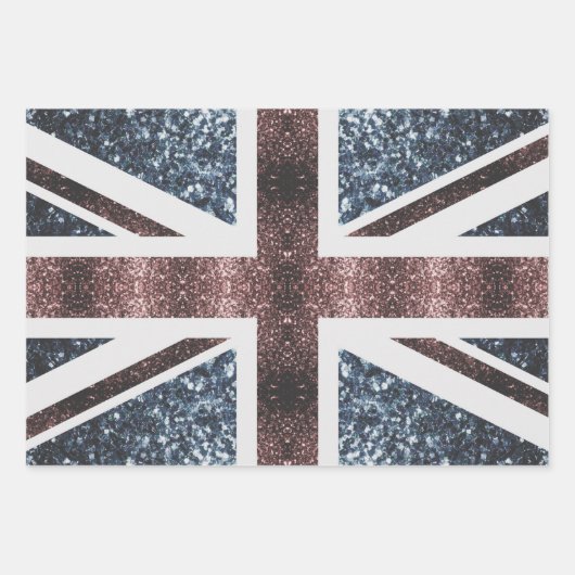 Rustige Britse vlag rode blauwe sparkles Inpakpapier Vel (Voorkant 2)