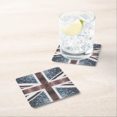 Rustige Britse vlag rode blauwe sparkles Kartonnen Onderzetters (Insitu)