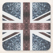 Rustige Britse vlag rode blauwe sparkles Kartonnen Onderzetters (Voorkant)