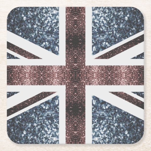 Rustige Britse vlag rode blauwe sparkles Kartonnen Onderzetters (Voorkant)
