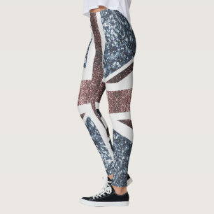 Rustige Britse vlag rode blauwe sparkles Leggings