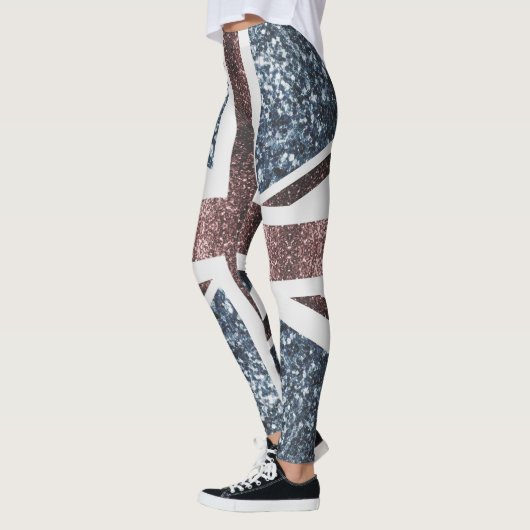 Rustige Britse vlag rode blauwe sparkles Leggings (Links)