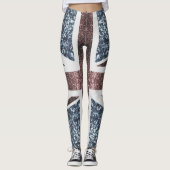 Rustige Britse vlag rode blauwe sparkles Leggings (Voorkant)