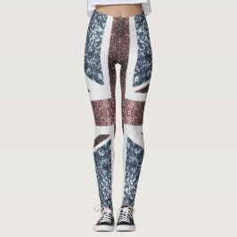 Rustige Britse vlag rode blauwe sparkles Leggings