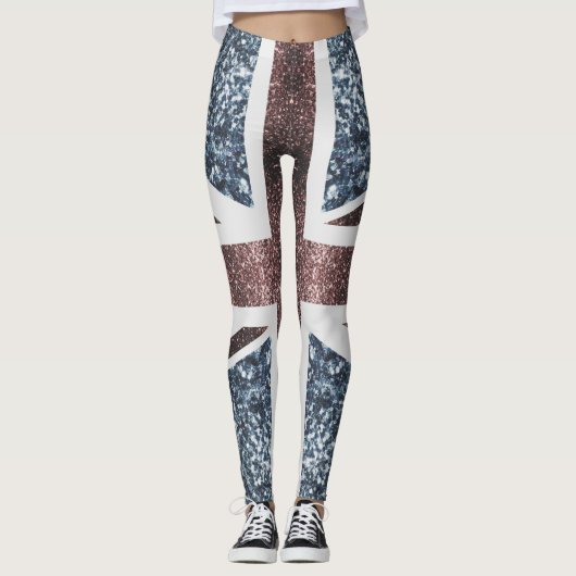 Rustige Britse vlag rode blauwe sparkles Leggings (Voorkant)