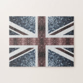 Rustige Britse vlag rode blauwe sparkles Legpuzzel (Horizontaal)