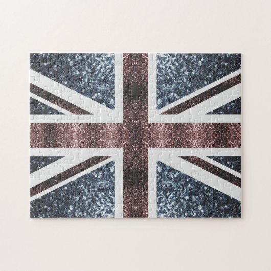 Rustige Britse vlag rode blauwe sparkles Legpuzzel (Horizontaal)