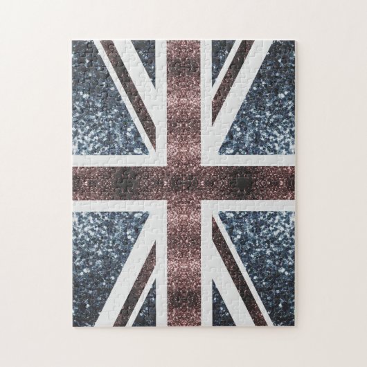 Rustige Britse vlag rode blauwe sparkles Legpuzzel (Verticaal)