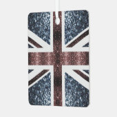 Rustige Britse vlag rode blauwe sparkles Metalen Ornament (Voorkant links)