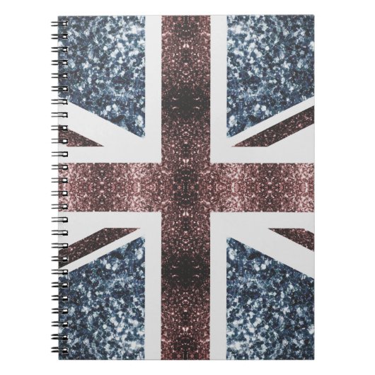 Rustige Britse vlag rode blauwe sparkles Notitieboek (Voorkant)