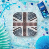 Rustige Britse vlag rode blauwe sparkles Papieren Bordje (Feest)