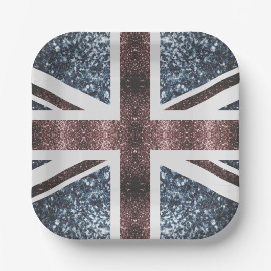 Rustige Britse vlag rode blauwe sparkles Papieren Bordje (Voorkant)
