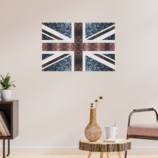 Rustige Britse vlag rode blauwe sparkles Poster (Woonkamer 3)