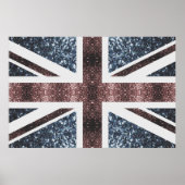 Rustige Britse vlag rode blauwe sparkles Poster (Voorkant)