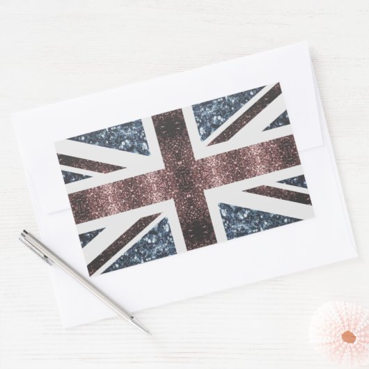 Rustige Britse vlag rode blauwe sparkles Rechthoekige Sticker (Envelop)