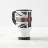 Rustige Britse vlag rode blauwe sparkles Reisbeker (Voorkant links)