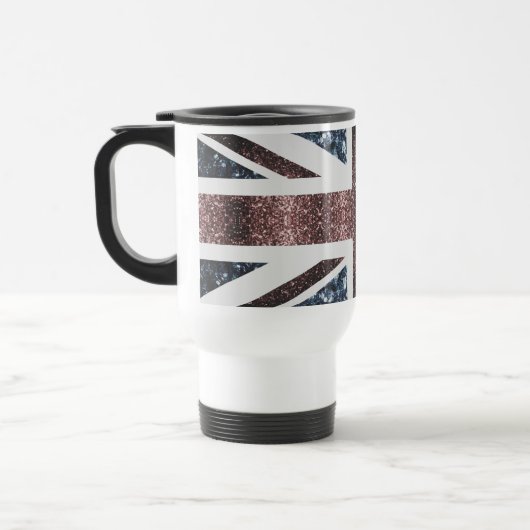 Rustige Britse vlag rode blauwe sparkles Reisbeker (Links)
