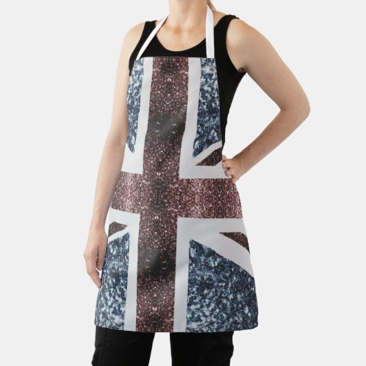 Rustige Britse vlag rode blauwe sparkles Schort (Insitu)