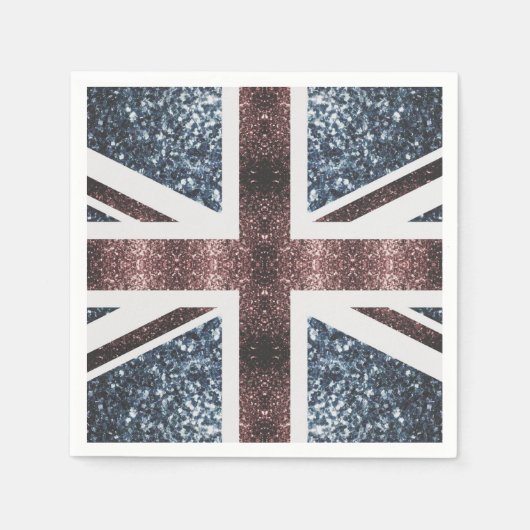 Rustige Britse vlag rode blauwe sparkles Servet (Voorkant)