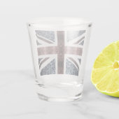 Rustige Britse vlag rode blauwe sparkles Shot Glas (Achterkant)