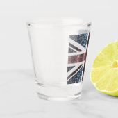 Rustige Britse vlag rode blauwe sparkles Shot Glas (Links)