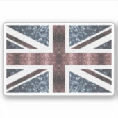 Rustige Britse vlag rode blauwe sparkles Sticker (Voorkant)