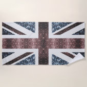 Rustige Britse vlag rode blauwe sparkles Strandlaken (Voorkant)