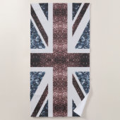 Rustige Britse vlag rode blauwe sparkles Strandlaken (Voorkant)
