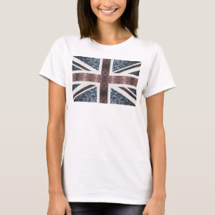 Rustige Britse vlag rode blauwe sparkles T-shirt