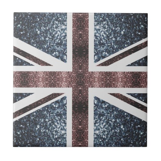 Rustige Britse vlag rode blauwe sparkles Tegeltje (Voorkant)