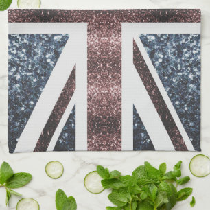 Rustige Britse vlag rode blauwe sparkles Theedoek