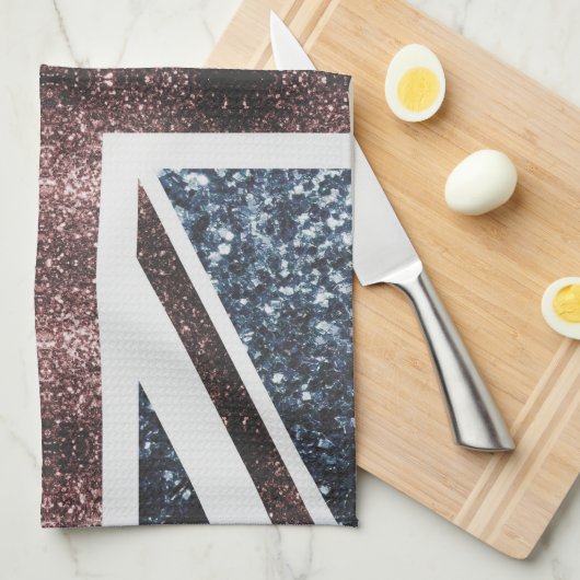 Rustige Britse vlag rode blauwe sparkles Theedoek (Quarter Fold)