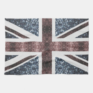 Rustige Britse vlag rode blauwe sparkles Theedoek