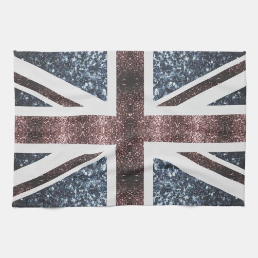 Rustige Britse vlag rode blauwe sparkles Theedoek (Horizontaal)
