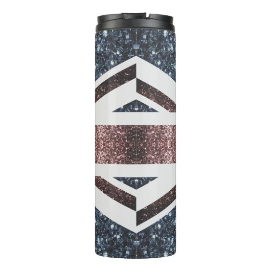 Rustige Britse vlag rode blauwe sparkles Thermosbeker (Achterkant)